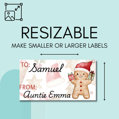 Gingerbread Christmas Gift Labels Editable Canva Template