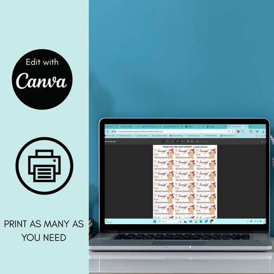 Gingerbread Christmas Gift Labels Editable Canva Template