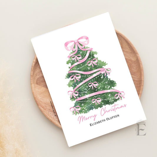 Pink Christmas Tree Greeting Card