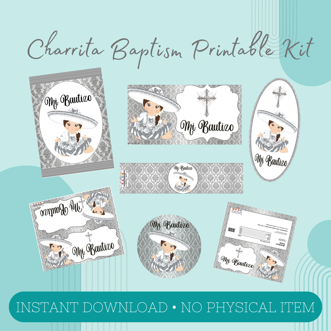 Silver Baby Charrita Baptism Printable Kit