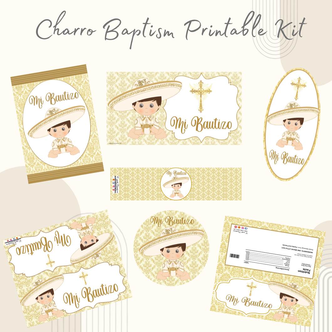 Gold Baby Charrito Baptism Printable Kit
