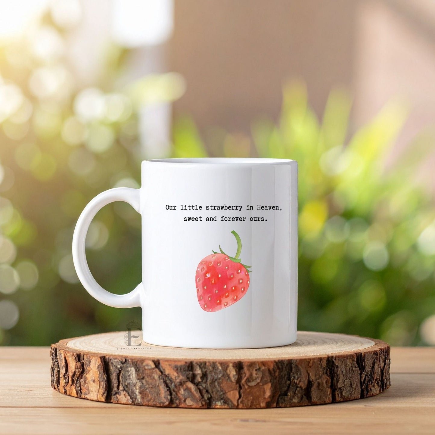Pregnancy Loss Memorial Mug Personalized Keepsake with Fruit Size Baby Illustration