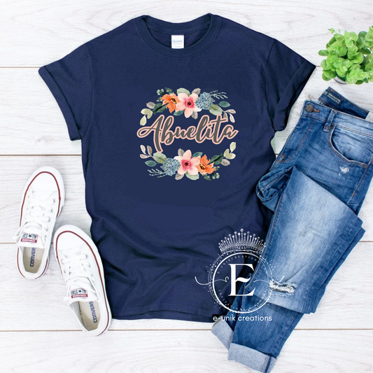 Abuelita Floral Navy T-shirt