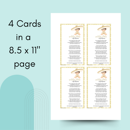 Gold Charrito Editable Prayer Card