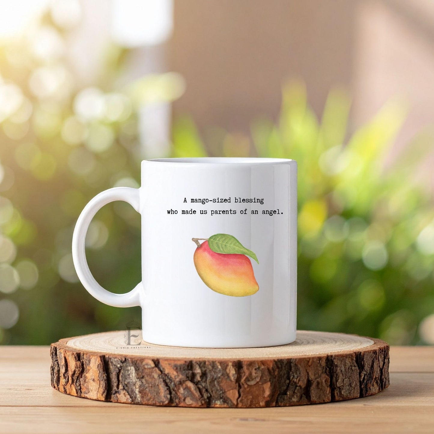 Pregnancy Loss Memorial Mug Personalized Keepsake with Fruit Size Baby Illustration