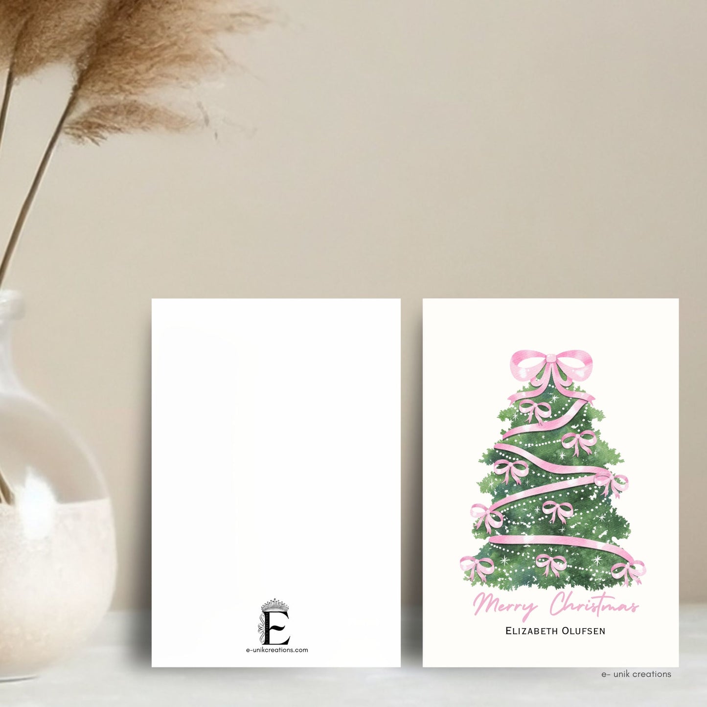 Pink Christmas Tree Greeting Card