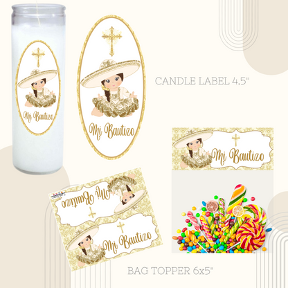 Gold Baby Charrita Baptism Printable Kit