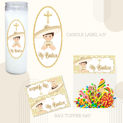 Gold Baby Charrito Baptism Printable Kit