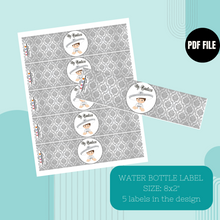 Load image into Gallery viewer, Silver Baby Charro Baptism Water Bottle Labels
