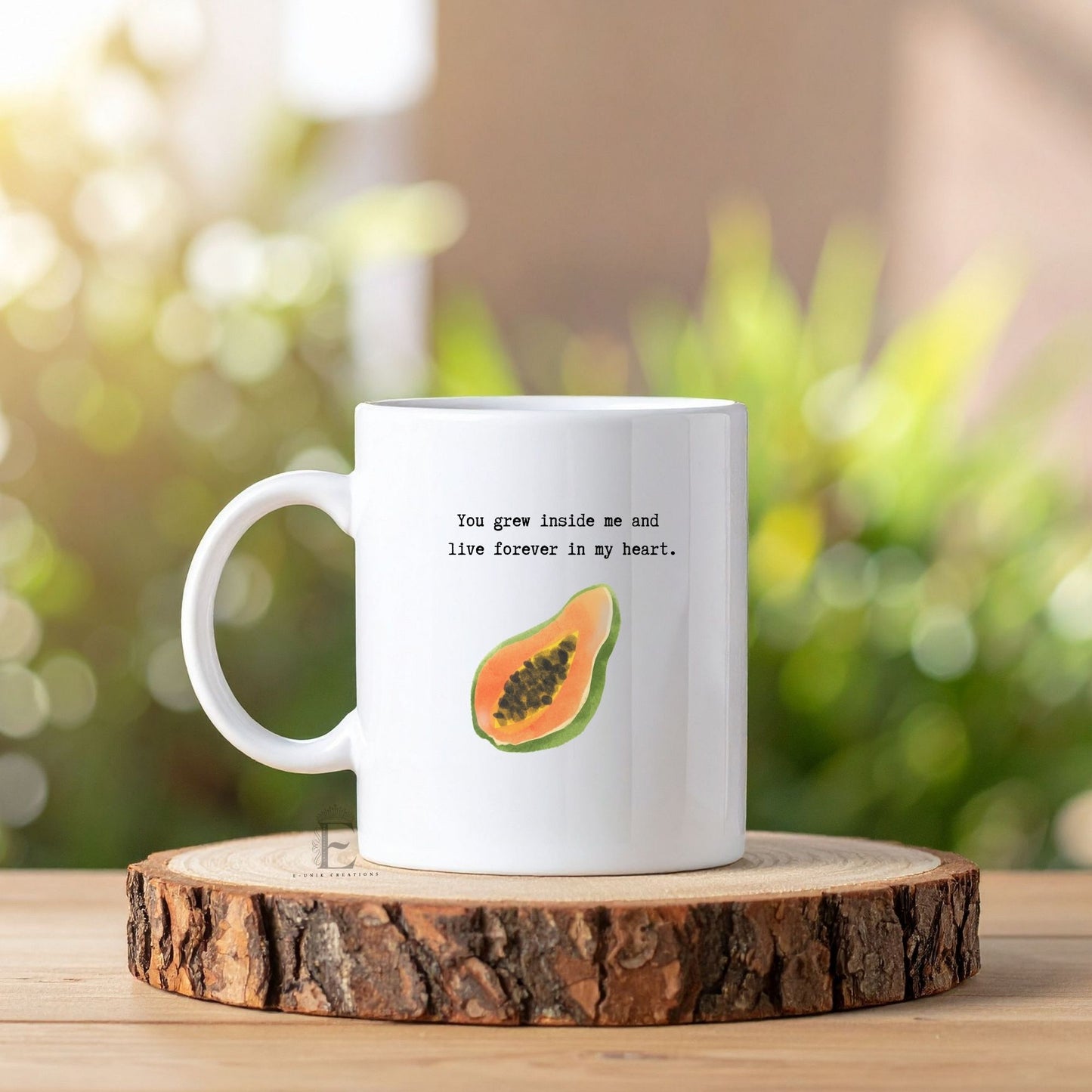 Pregnancy Loss Memorial Mug Personalized Keepsake with Fruit Size Baby Illustration