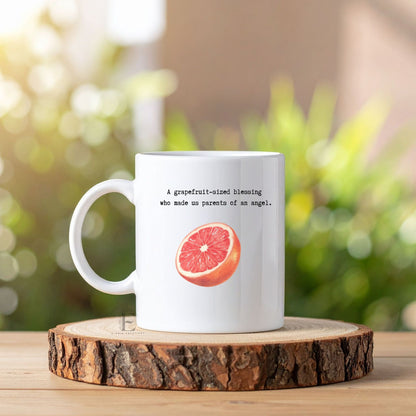Pregnancy Loss Memorial Mug Personalized Keepsake with Fruit Size Baby Illustration