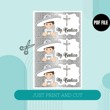Load image into Gallery viewer, Silver Baby Charro Baptism Gable Box Label
