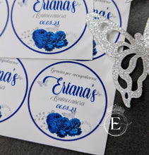 Load image into Gallery viewer, Floral Royal Blue Quinceañera Stickers
