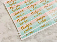 Load image into Gallery viewer, Gradient Pink and Aqua School Supplies Labels &amp; Backpack Tag
