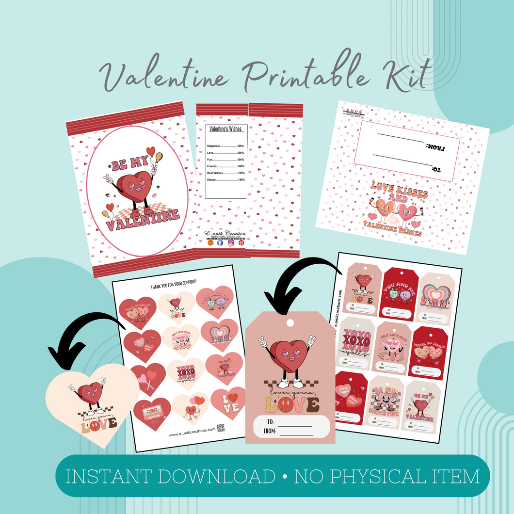 Retro Valentine Printable Kit