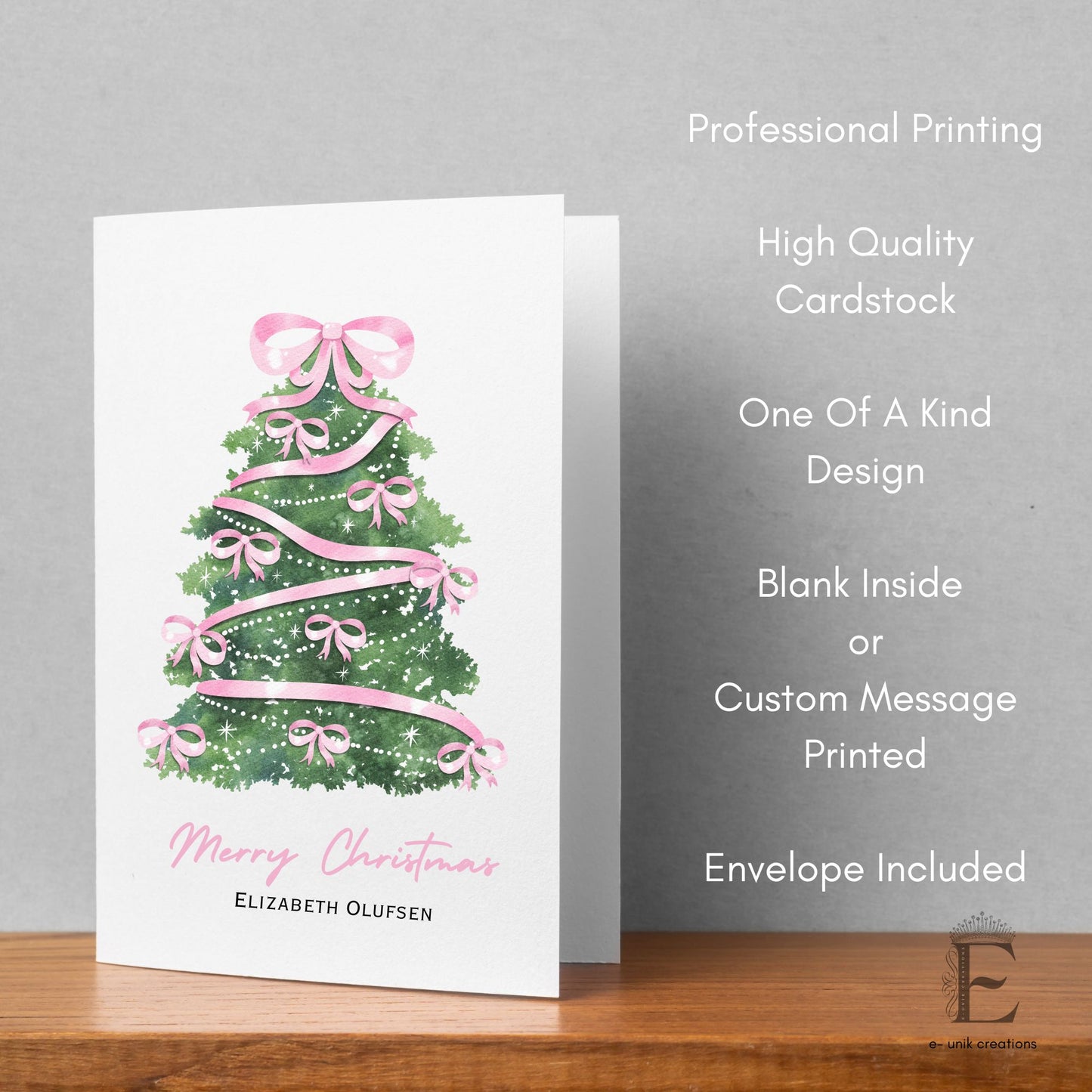 Pink Christmas Tree Greeting Card