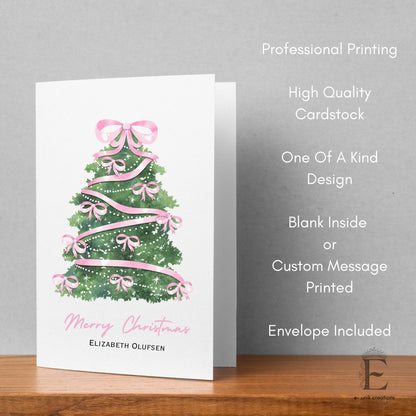 Pink Christmas Tree Greeting Card