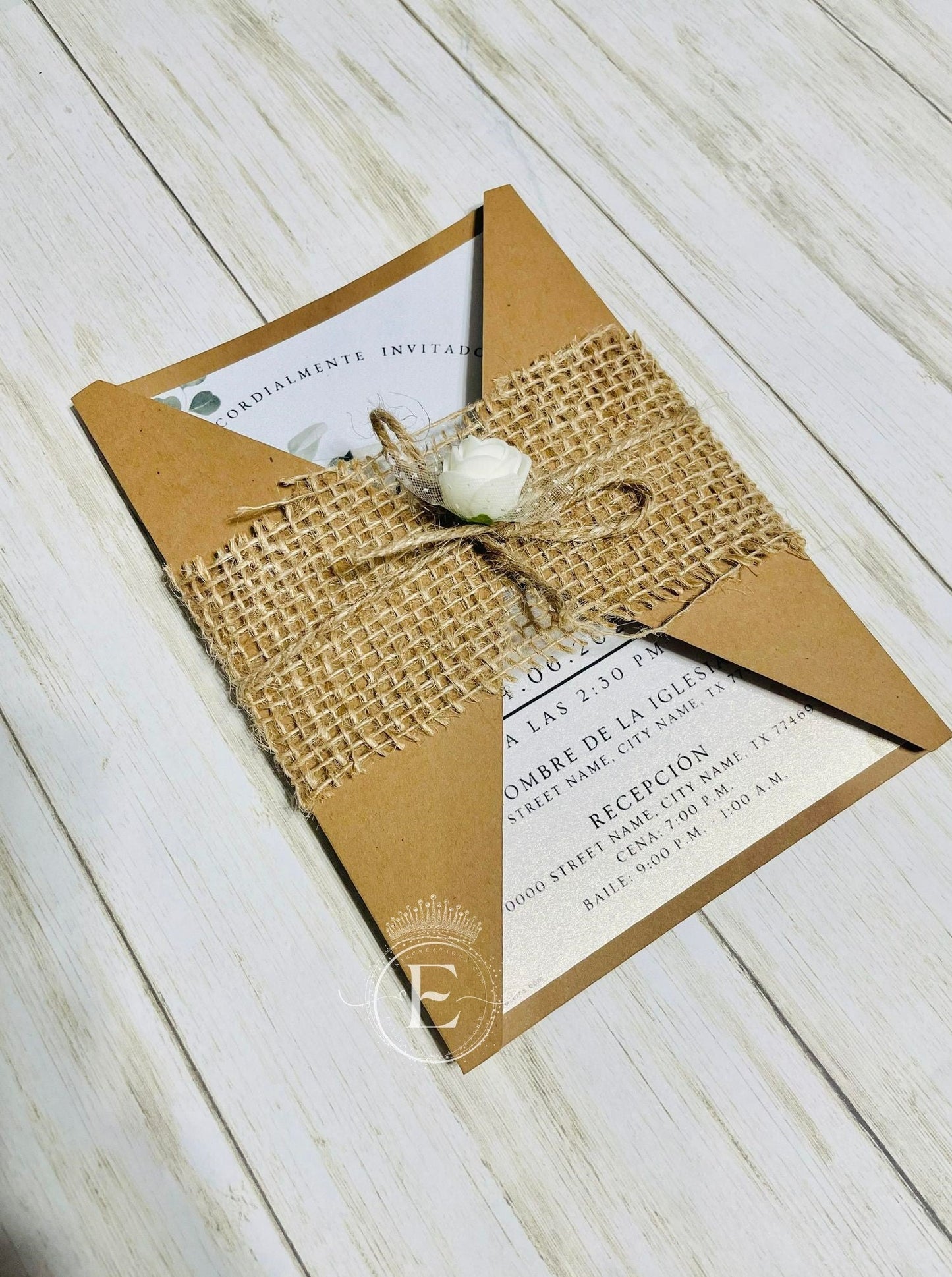 Rustic Floral Wedding Invitation