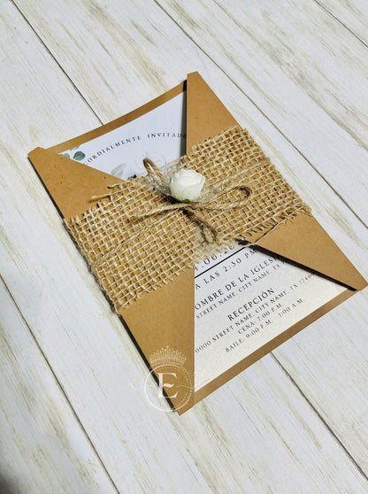 Rustic Floral Wedding Invitation