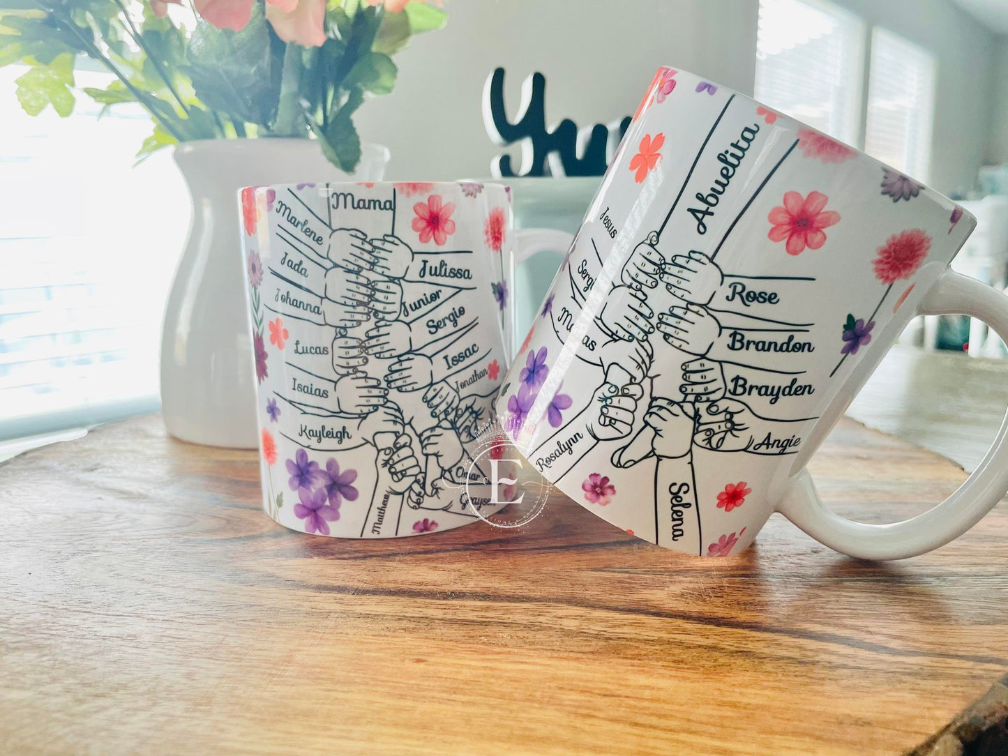 Mom and Kid's Name Floral Mug - Up to 15 Kids