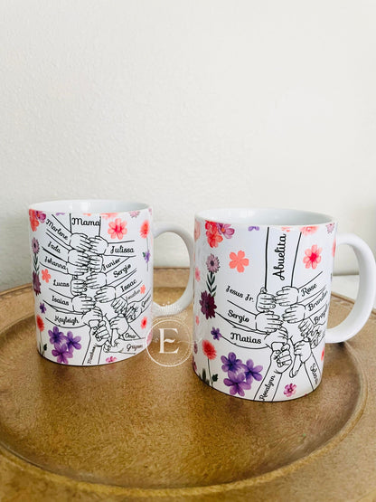 Mom and Kid's Name Floral Mug - Up to 15 Kids