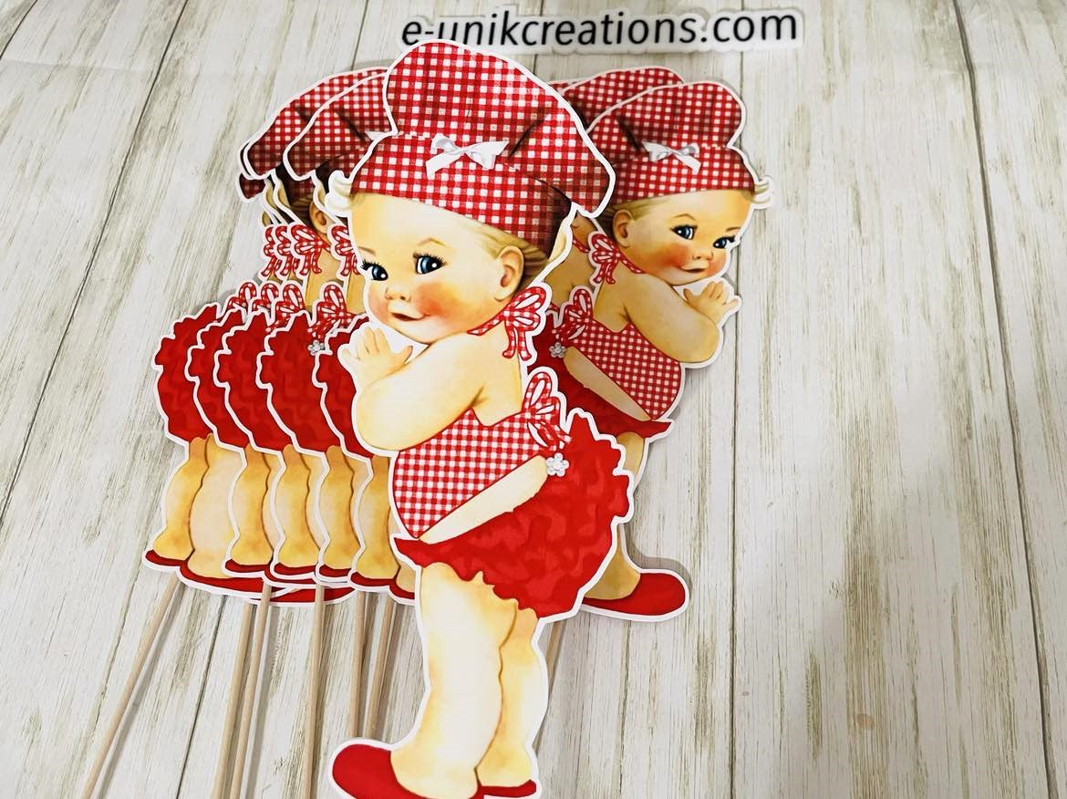 Red Baby Chef Centerpieces Sticks