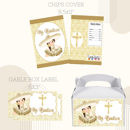 Gold Baby Charrita Baptism Printable Kit
