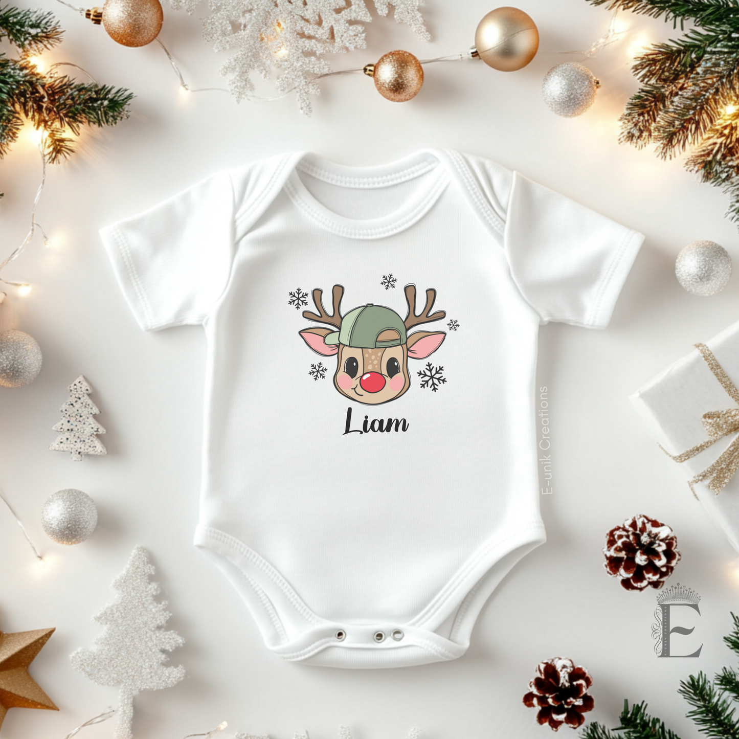 Custom Reindeer Christmas Sweatshirt, Personalized Kids Holiday Shirt