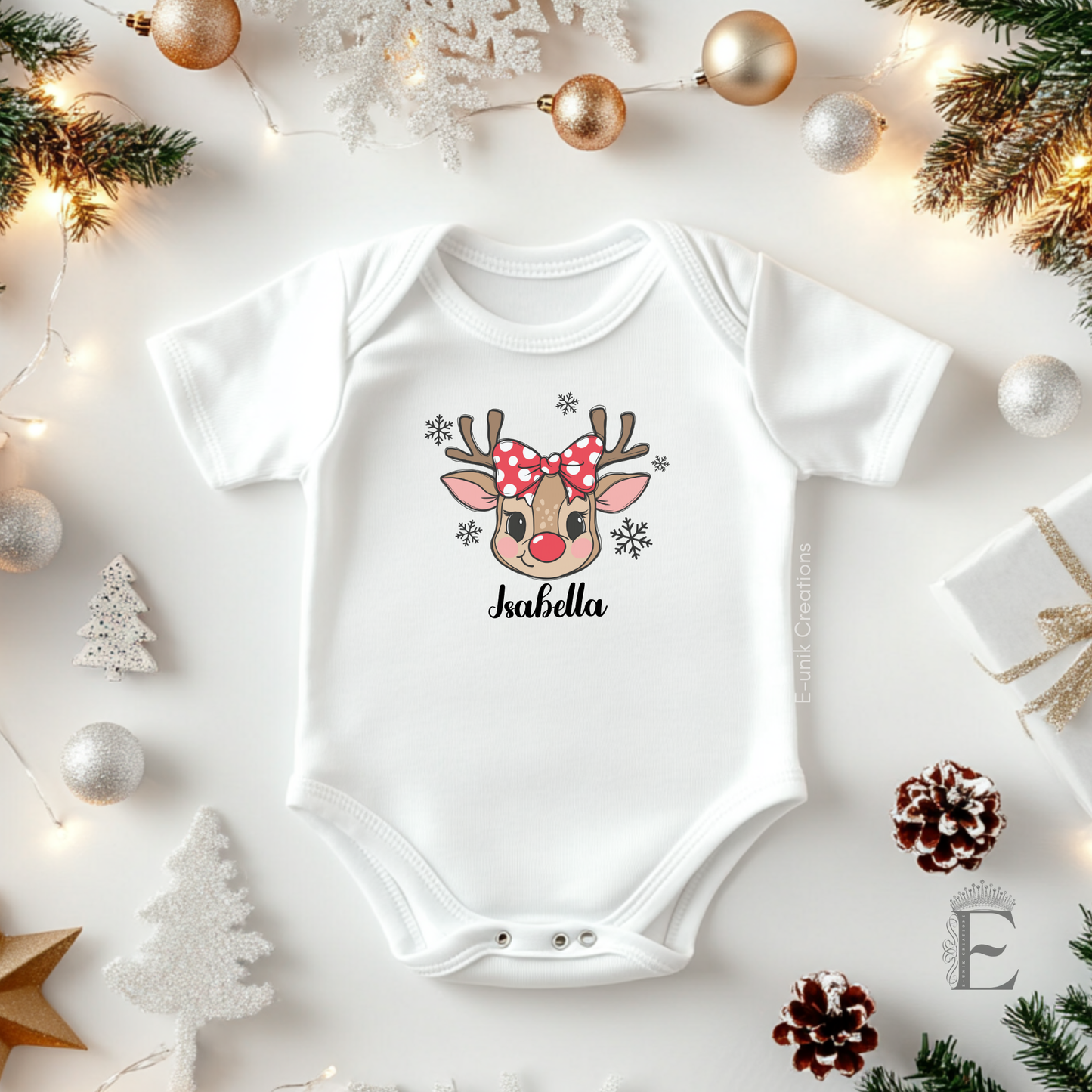 Custom Reindeer Christmas Sweatshirt, Personalized Kids Holiday Shirt
