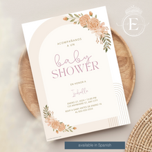 Load image into Gallery viewer, Boho Floral Nude Baby Shower Invites
