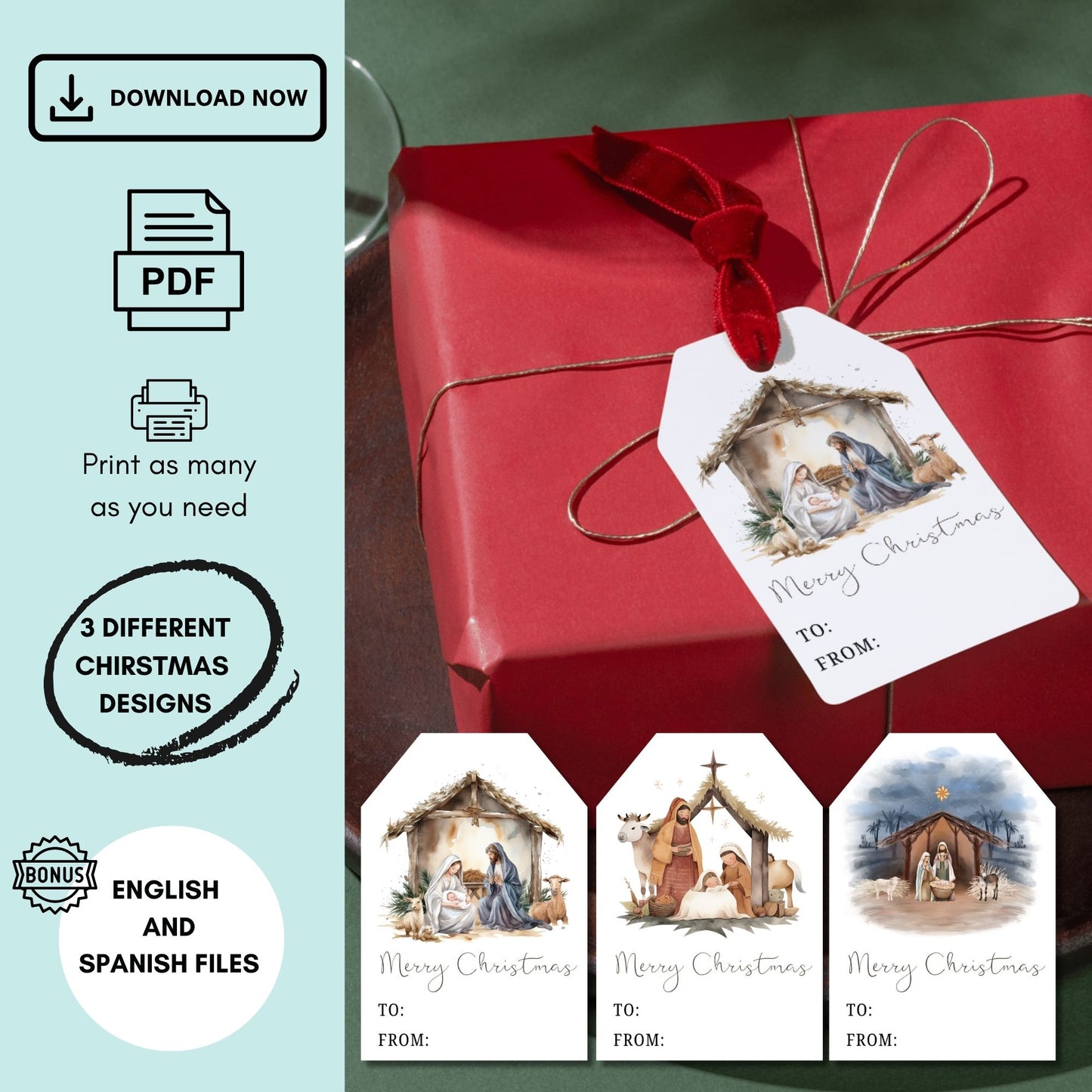 Nativity Scene Christmas Gift Tag