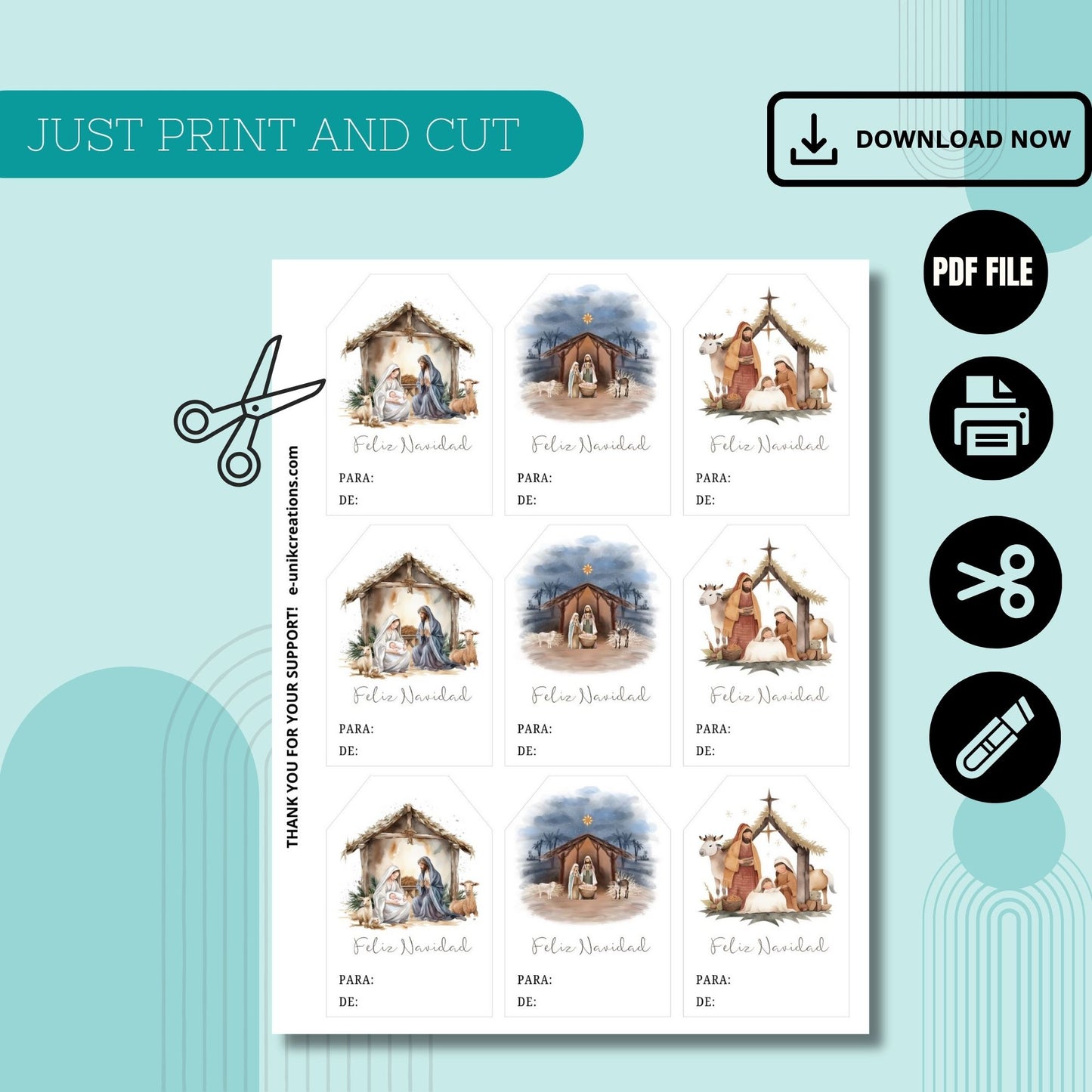 Nativity Scene Christmas Gift Tag