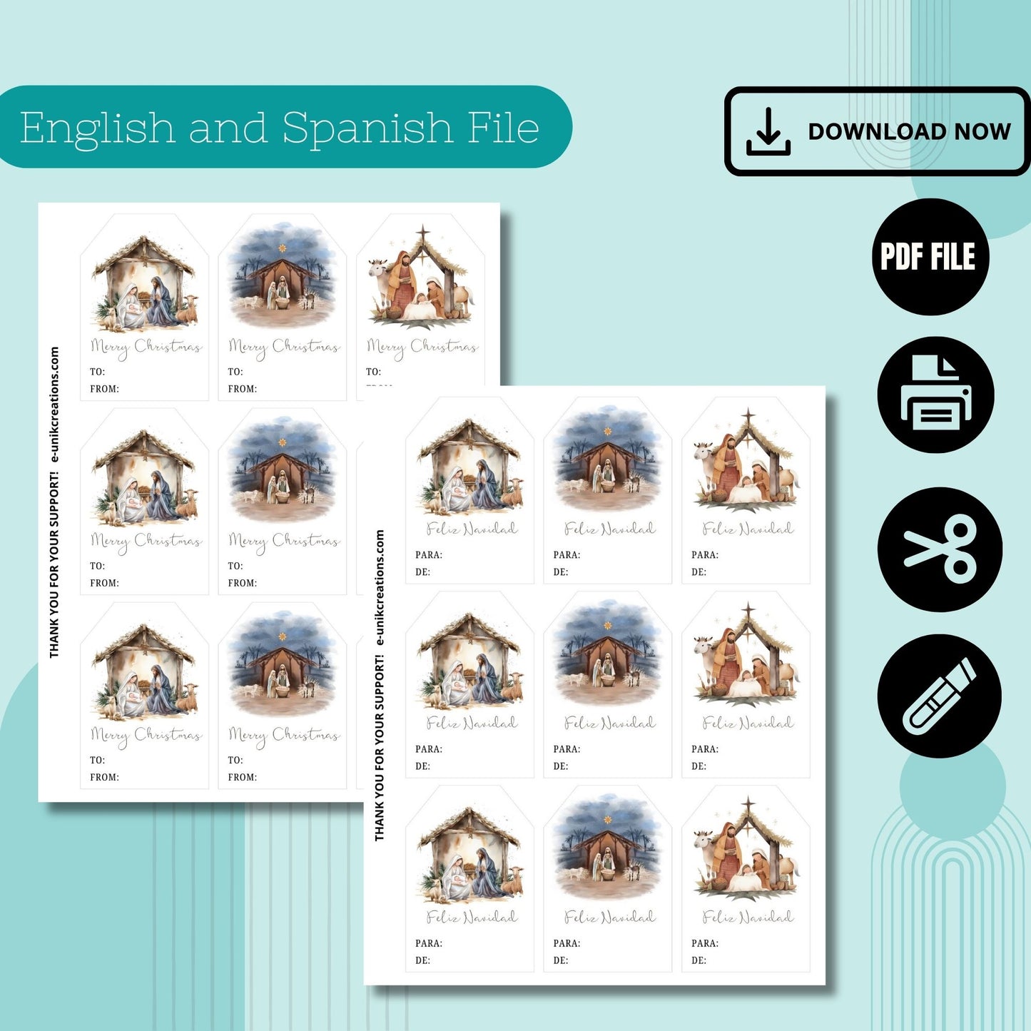 Nativity Scene Christmas Gift Tag