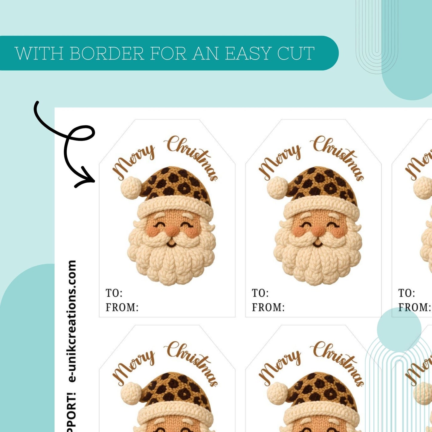 Crochet Christmas Gift Tag Leopard Print