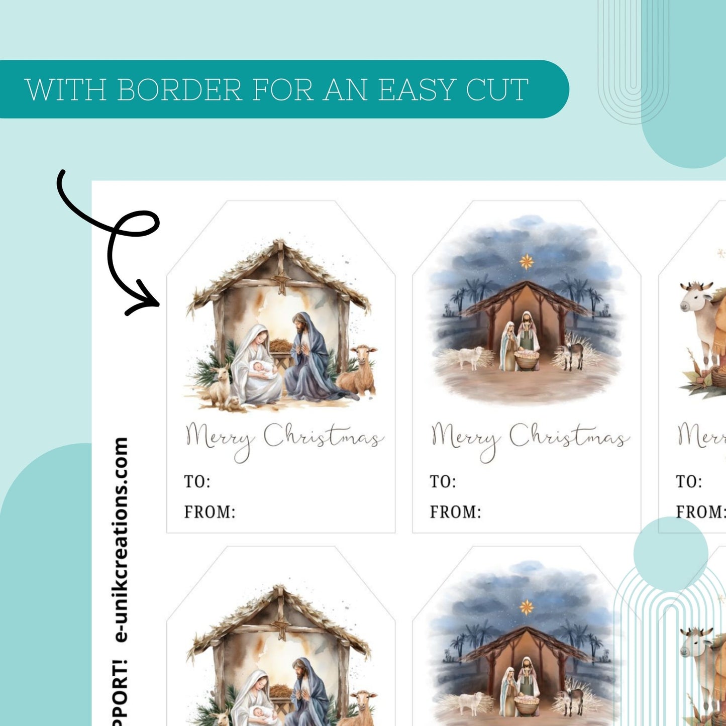 Nativity Scene Christmas Gift Tag