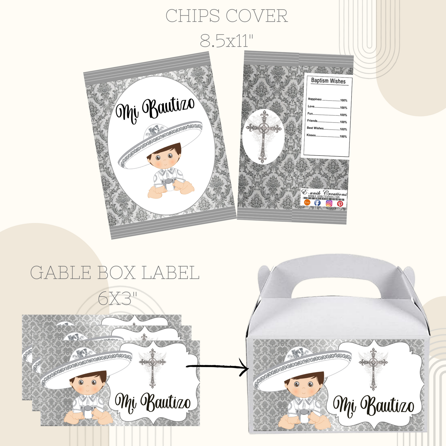 Silver Baby Charrito Baptism Printable Kit