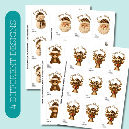 Crochet Christmas Gift Tag Leopard Print