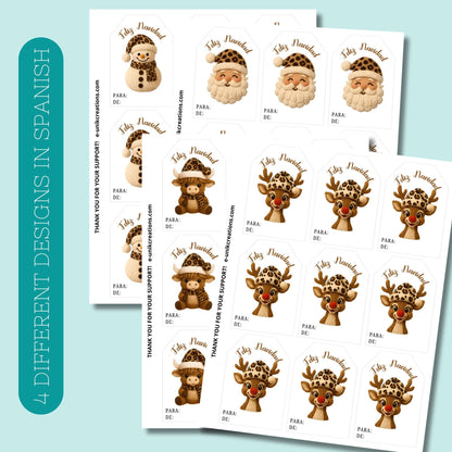 Crochet Christmas Gift Tag Leopard Print