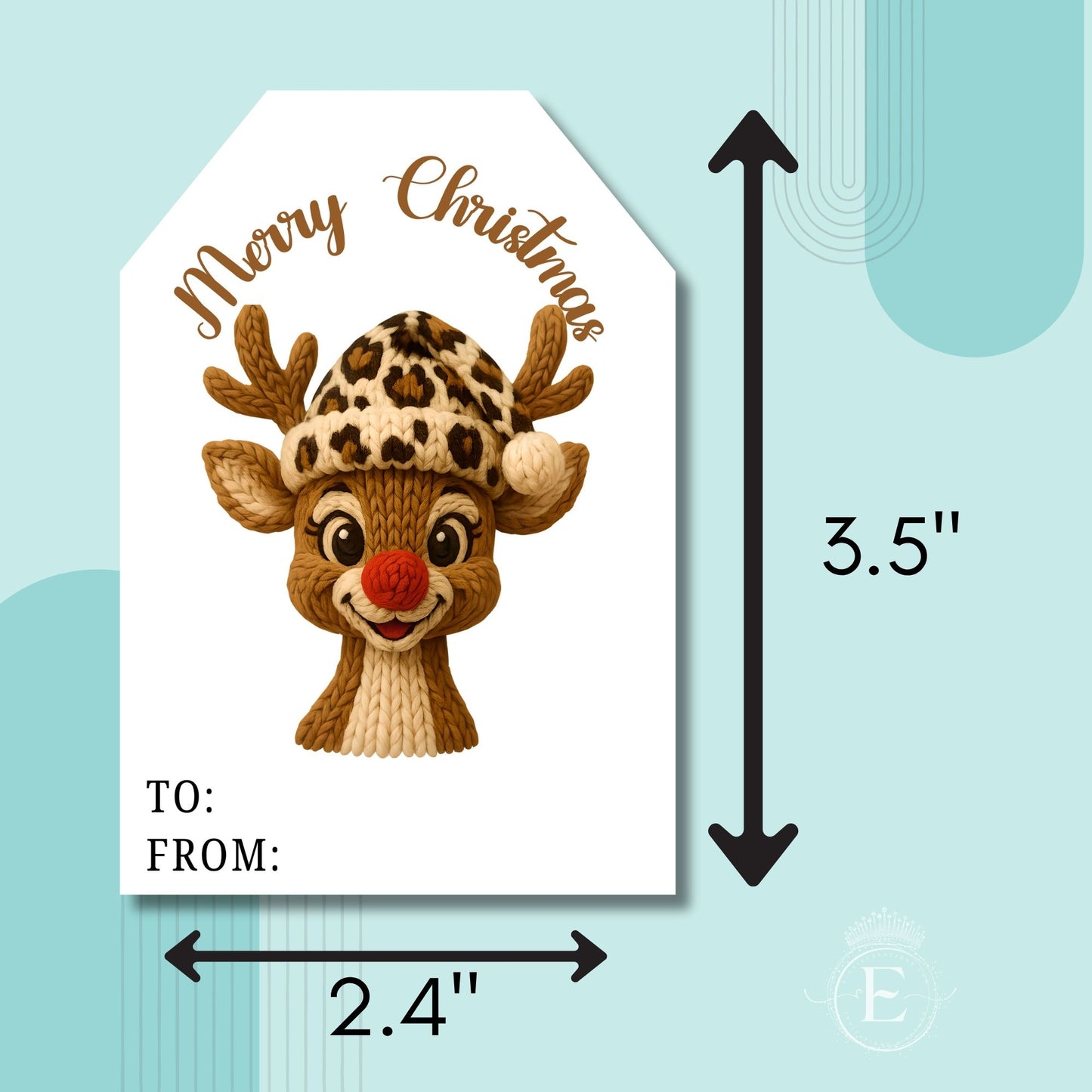 Crochet Christmas Gift Tag Leopard Print