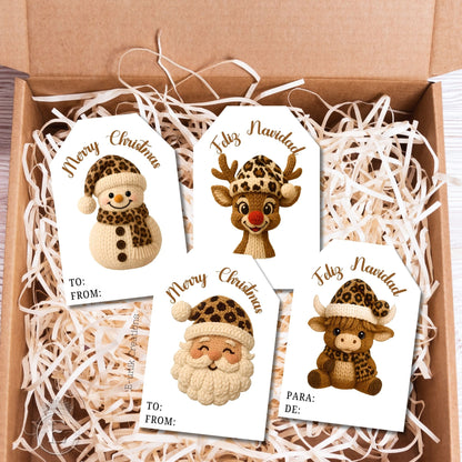 Crochet Christmas Gift Tag Leopard Print