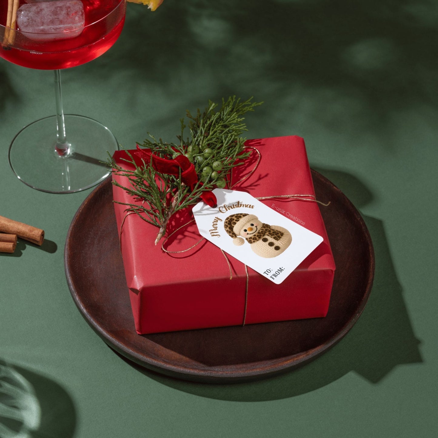 Crochet Christmas Gift Tag Leopard Print