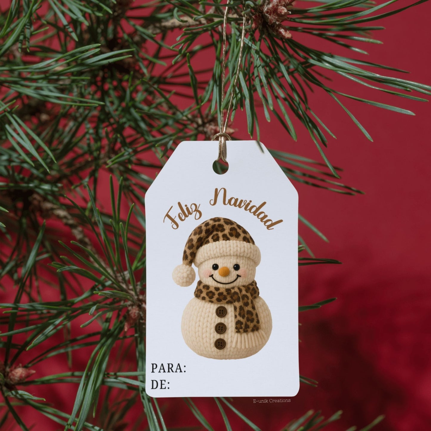 Crochet Christmas Gift Tag Leopard Print
