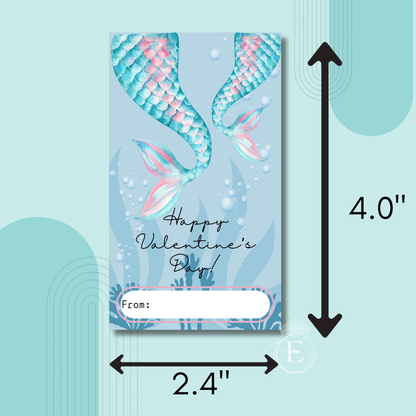 Mermaid Tail Valentine Printable Friendship & Classroom Favor Card