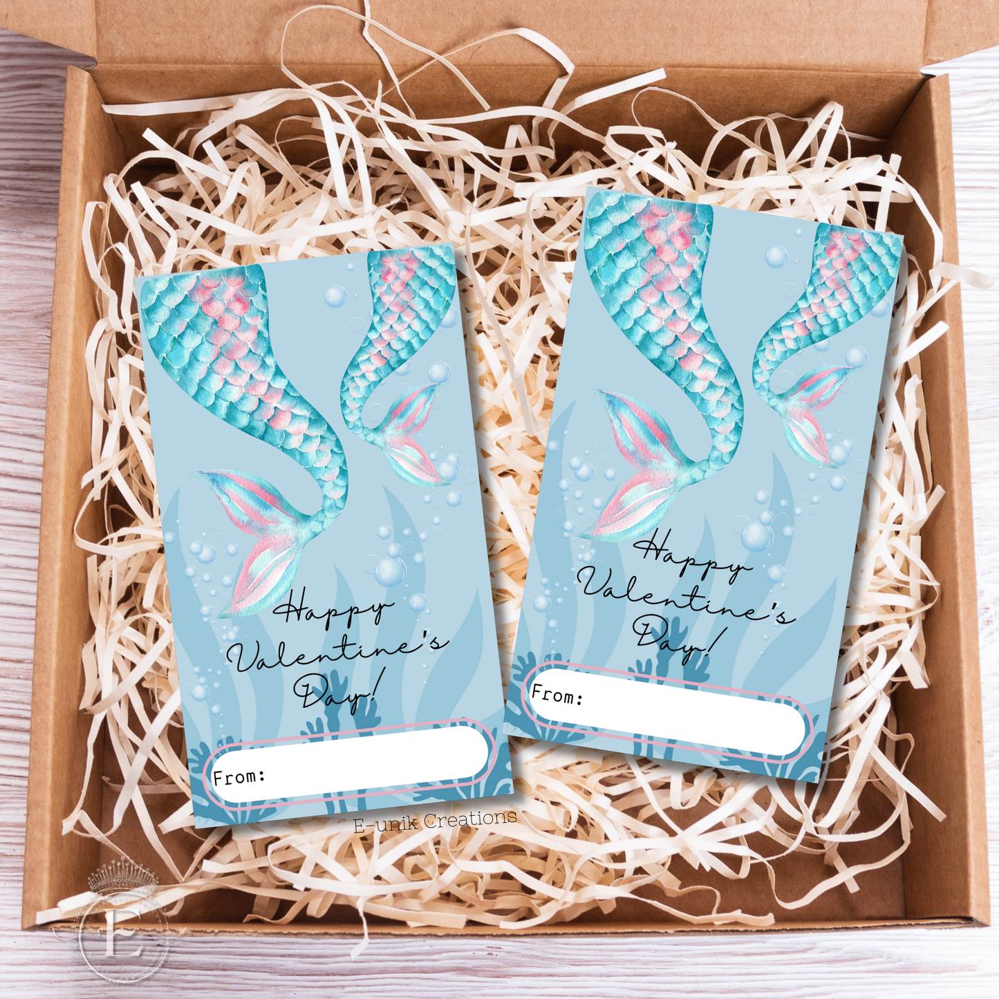 Mermaid Tail Valentine Printable Friendship & Classroom Favor Card