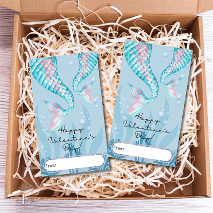 Mermaid Tail Valentine Printable Friendship & Classroom Favor Card