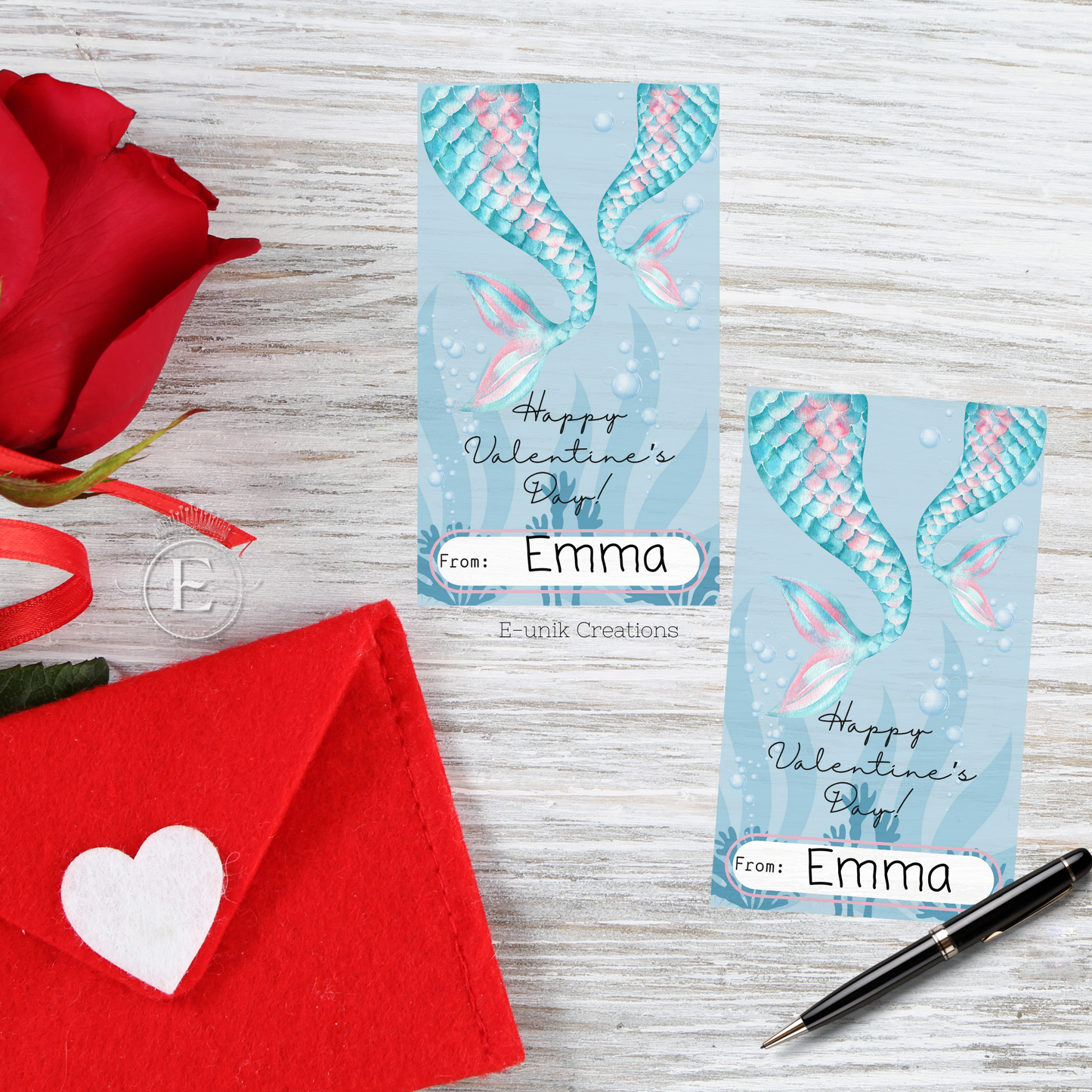Mermaid Tail Valentine Printable Friendship & Classroom Favor Card