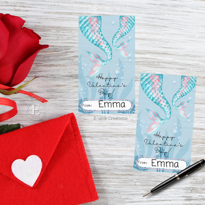 Mermaid Tail Valentine Printable Friendship & Classroom Favor Card