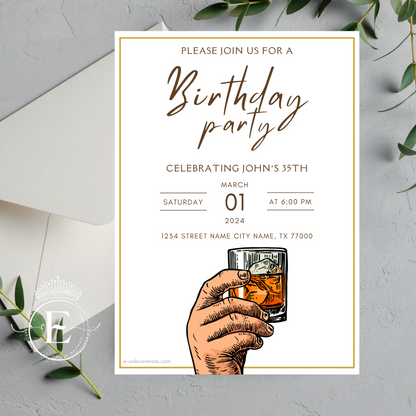 Whiskey Birthday Invitation