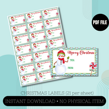 Load image into Gallery viewer, Snowman Christmas Presents Labels
