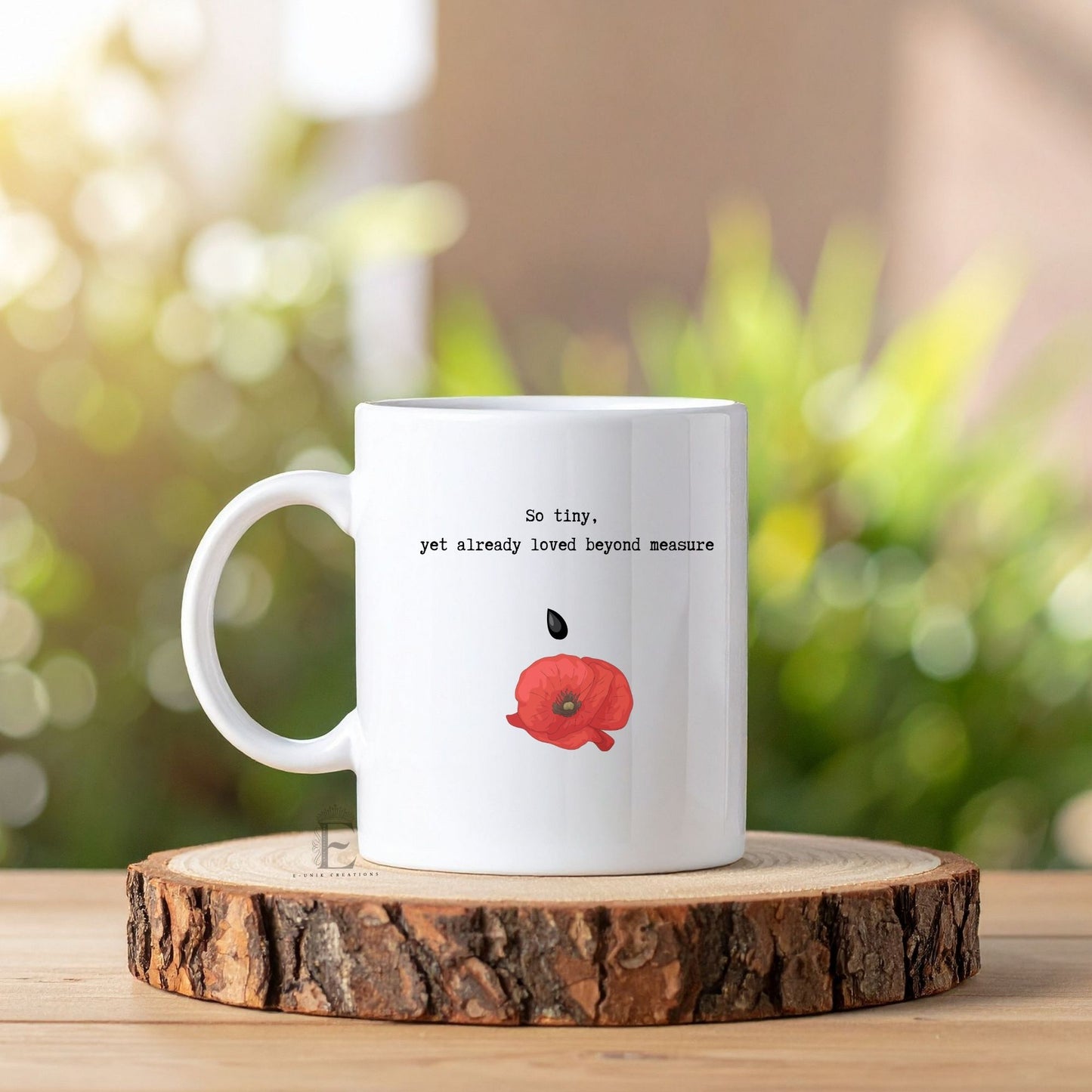 Pregnancy Loss Memorial Mug Personalized Keepsake with Fruit Size Baby Illustration